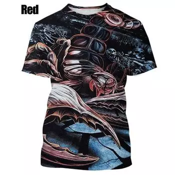 Новая летняя мужская мода хлопковая футболка с принтом в виде скорпиона, футболка с короткими рукавами S