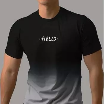 Новая летняя мужская модная футболка Hello Gradient Colors с принтом Мужская футболка Топ XS красный