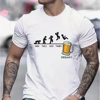 Новая летняя мужская модная футболка, креативная мужская футболка с принтом пива Stickman, топ XS чёрный