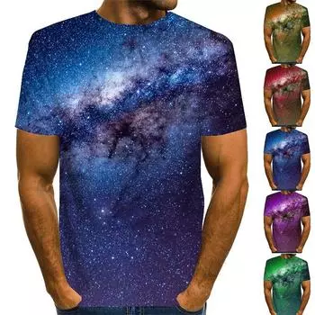 Новая летняя мужская модная футболка, мужская футболка с принтом «Зыбучие пески, звездное небо», топ XS зелёный