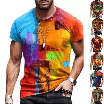 Новая летняя мужская модная футболка, мужская футболка с принтом красного тигра, топ XS синий