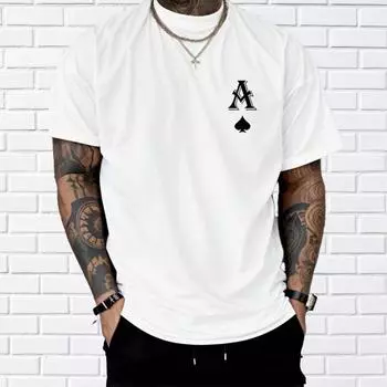 Новая летняя мужская модная футболка, мужская футболка с принтом «Тузы в покере», топ XS чёрный