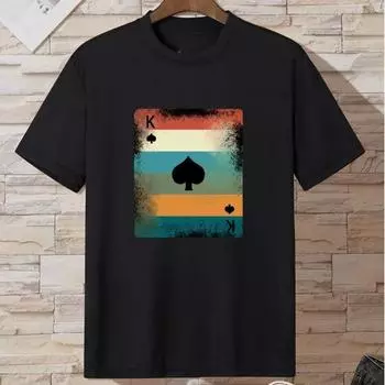 Новая летняя мужская модная футболка, мужская футболка с принтом «Тузы в покере», топ XS чёрный