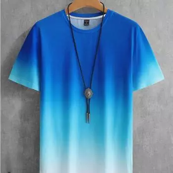 Новая летняя мужская модная футболка, мужская футболка с креативным цветным градиентным принтом, топ XS зелёный