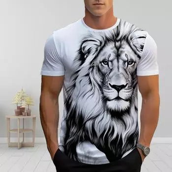 Новая летняя мужская модная футболка Personality Golden King Printed Men s T-shirt Top XS белый