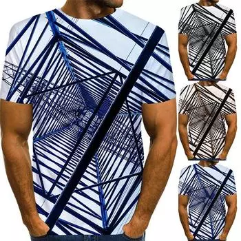 Новая летняя мужская модная футболка Personality Line с лабиринтом и принтом Мужская футболка Топ XS коричневый