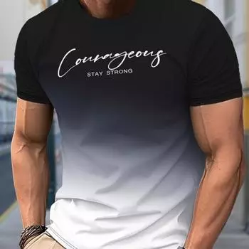 Новая летняя мужская модная футболка с градиентным принтом, мужская футболка-топ XS чёрный