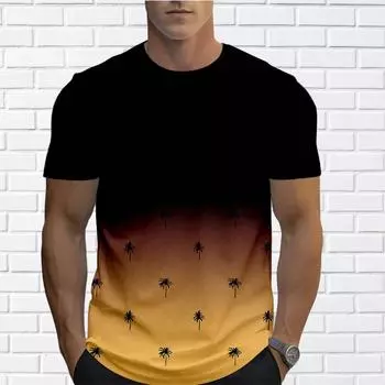 Новая летняя мужская модная футболка с градиентом цвета кокосовой пальмы, мужская футболка с принтом, топ XS жёлтый