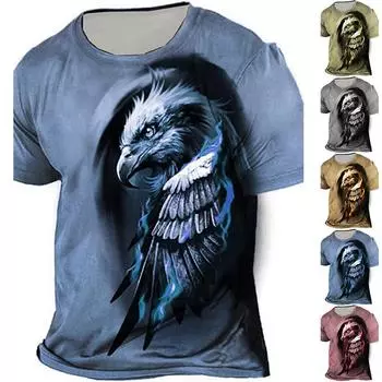 Новая летняя мужская модная футболка с индивидуальным красочным принтом орлов, мужская футболка, топ XS синий