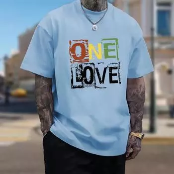 Новая летняя мужская модная футболка с надписью LOVE, мужская футболка, топ XS чёрный