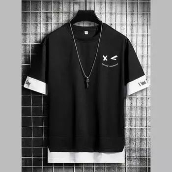 Новая летняя мужская модная футболка с принтом «Интерес личности» для мужчин XS чёрный