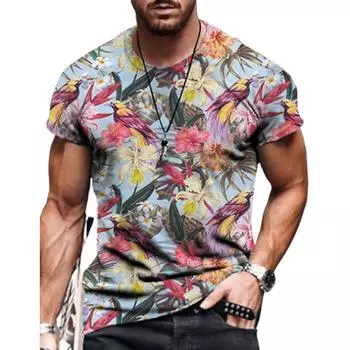 Новая летняя мужская модная футболка с принтом в виде пышных цветов, мужская футболка, топ XS синий