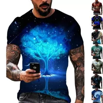 Новая летняя мужская модная футболка с принтом «Хрустальное дерево», мужская футболка, топ XS чёрный