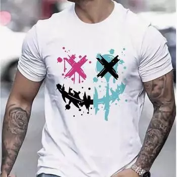 Новая летняя мужская модная футболка с принтом улыбающегося лица, мужская футболка, топ XS чёрный