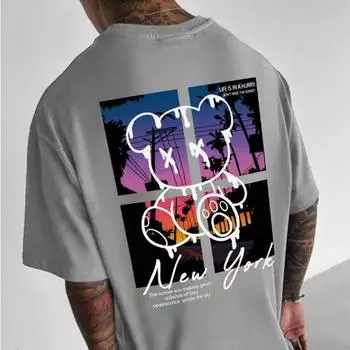 Новая летняя мужская модная футболка с принтом красивых пейзажей, мужская футболка, топ XS зелёный