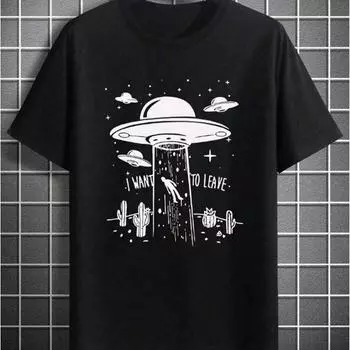 Новая летняя мужская модная футболка с принтом «Чужой корабль» Мужская футболка Топ XS чёрный