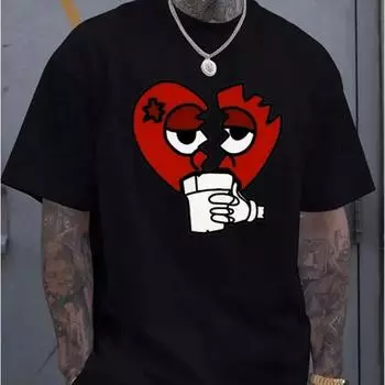 Новая летняя мужская модная футболка с принтом «Страстная любовь», мужская футболка, топ XS чёрный