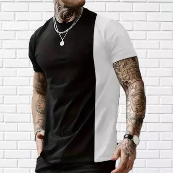 Новая летняя мужская модная футболка с принтом контрастных цветов, мужская футболка, топ XS красный