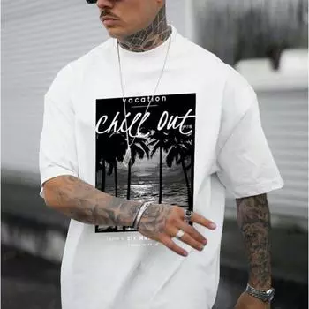 Новая летняя мужская модная футболка с принтом кокосовой пальмы, мужская футболка, топ XS чёрный