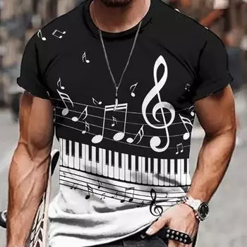 Новая летняя мужская модная футболка с принтом музыкальной ноты и гитары, мужская футболка, топ XS жёлтый
