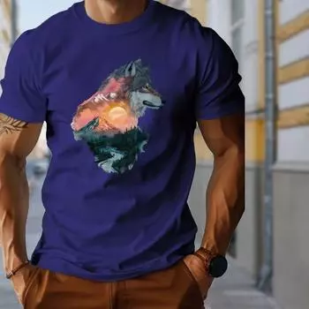 Новая летняя мужская модная футболка с принтом головы волка, мужская футболка, топ XS чёрный