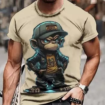 Новая летняя мужская модная футболка с принтом Angry Monkey, мужская футболка, топ XS красный