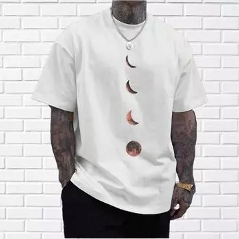 Новая летняя мужская модная футболка с принтом Земли и Луны, мужская футболка, топ XS чёрный