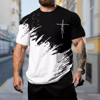 Новая летняя мужская модная футболка с принтом кисти, мужская футболка, топ XS жёлтый