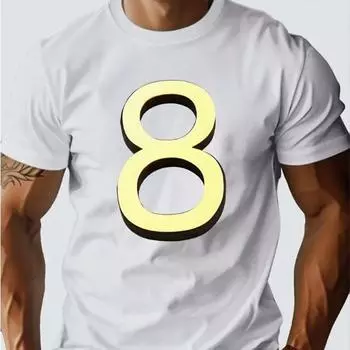 Новая летняя мужская модная футболка с принтом Personality Number 8, мужская футболка, топ XS чёрный