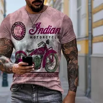 Новая летняя мужская модная футболка с принтом мотоцикла, мужская футболка, топ XS зелёный