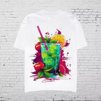 Новая летняя мужская модная футболка с принтом фруктового сока и напитков, мужская футболка, топ XS чёрный