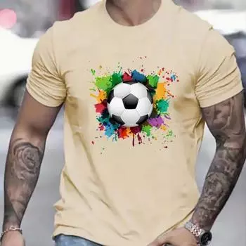 Новая летняя мужская модная футболка с принтом граффити и футбола для мужчин XS чёрный