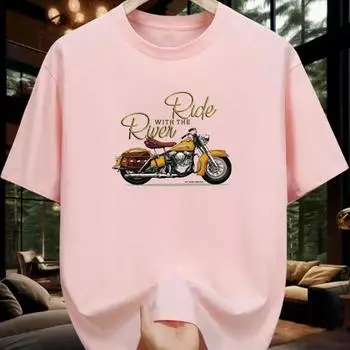 Новая летняя мужская модная футболка с принтом золотого мотоцикла, мужская футболка, топ XS чёрный