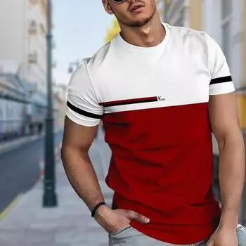Новая летняя мужская модная футболка с принтом в виде красной линии, мужская футболка, топ XS красный