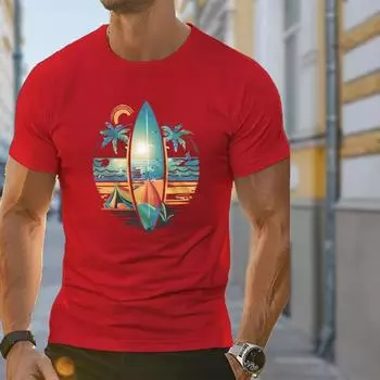 Новая летняя мужская модная футболка с принтом доски для серфинга, мужская футболка, топ XS чёрный