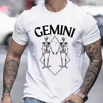 Новая летняя мужская модная футболка с принтом «Два скелета», мужская футболка, топ XS чёрный