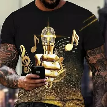 Новая летняя мужская модная футболка с принтом Personality Note, мужская футболка, топ XS чёрный