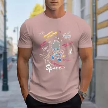 Новая летняя мужская модная футболка с принтом астронавта, мужская футболка, топ XS чёрный