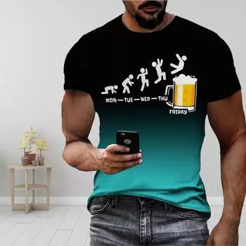 Новая летняя мужская модная футболка с принтом пива, мужская футболка, топ XS зелёный