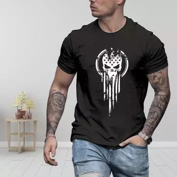 Новая летняя мужская модная футболка с принтом черепа в виде круга, мужская футболка, топ XS белый