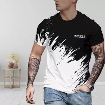 Новая летняя мужская модная футболка с принтом Personality Color Collision, мужская футболка, топ XS зелёный