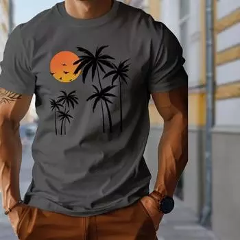 Новая летняя мужская модная футболка с принтом «Свет заката» для мужчин XS белый