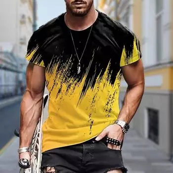 Новая летняя мужская модная футболка с принтом кисти, мужская футболка, топ XS белый