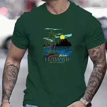 Новая летняя мужская модная футболка с принтом Coconut Tree Beach, мужская футболка, топ XS белый