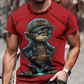 Новая летняя мужская модная футболка с принтом Angry Monkey, мужская футболка, топ XS бежевый