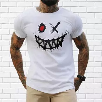 Новая летняя мужская модная футболка с призрачным лицом, мужская футболка с принтом граффити, топ XS чёрный