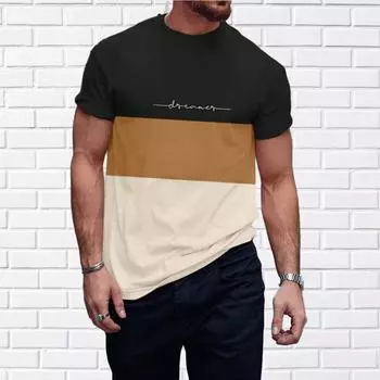 Новая летняя мужская модная футболка с широкими полосками и принтом, мужская футболка, топ XS чёрный