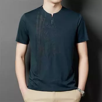 Новая летняя мужская молодежная молодежная футболка с коротким рукавом в корейском стиле с модным принтом, повседневная футболка с половиной рукава M