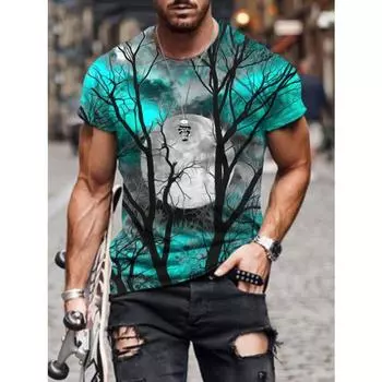 Новая летняя мужская рубашка с 3D принтом, индивидуальный тренд, молодежный повседневный топ, летняя легкая и дышащая футболка большого размера S