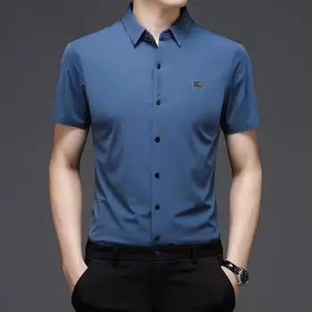 Новая летняя мужская рубашка с короткими рукавами, повседневная мужская одежда, топы, бесшовная мужская рубашка M